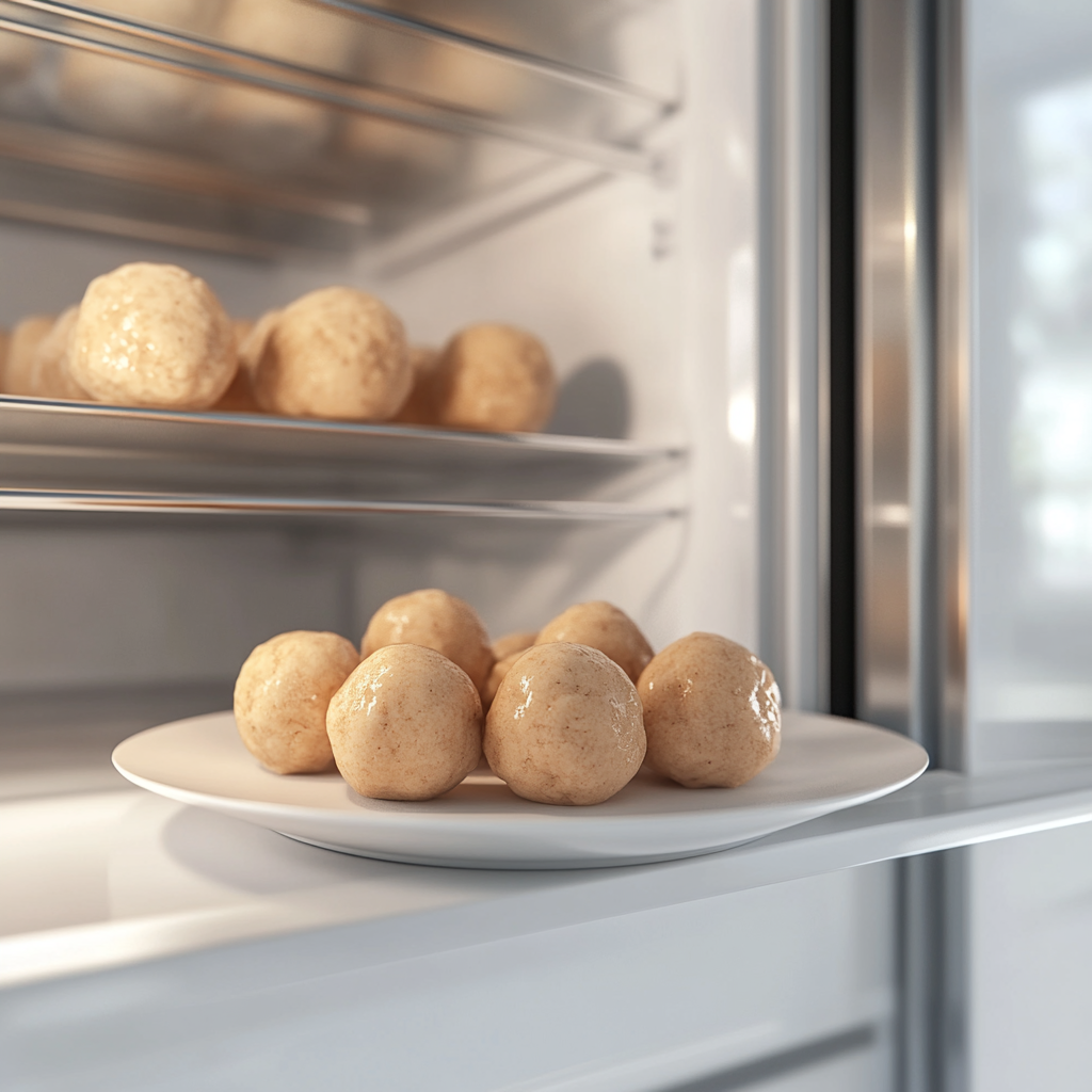 How to Defrost Chocolate Chip Cookie Dough. Chocolate chip cookie dough defrosting in the refrigerator