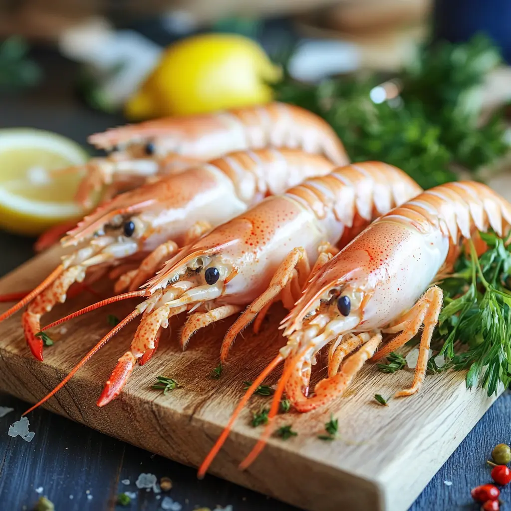 Where to Buy Langoustine ? Close-up of raw langoustines with vibrant orange shells