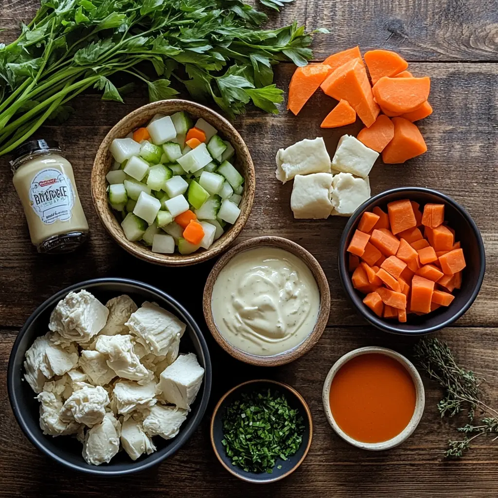 Ingredients for chicken pot pie with Pillsbury crusts