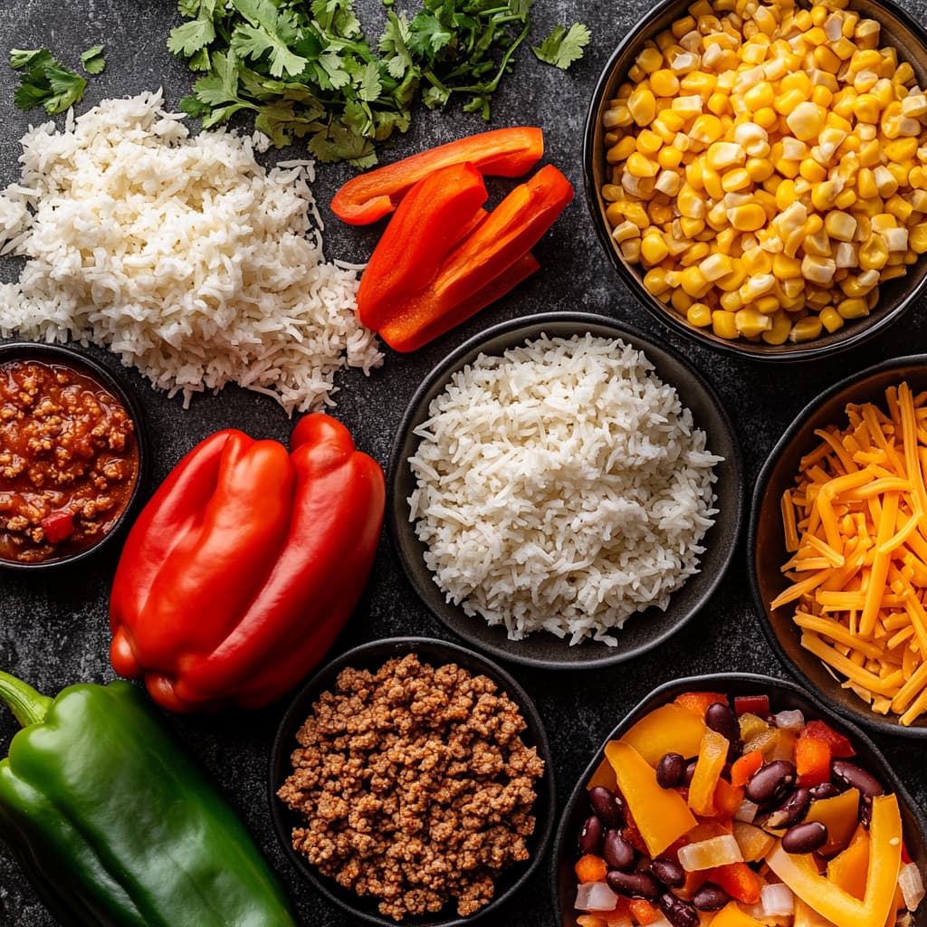 Taco filling ingredients laid out on a table