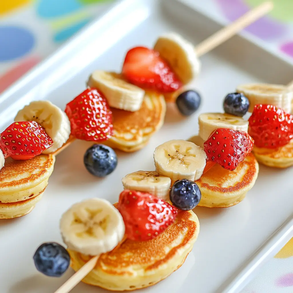 Mini pancake skewers with fruit