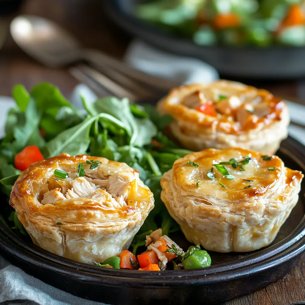  Mini chicken pot pies in a muffin tin