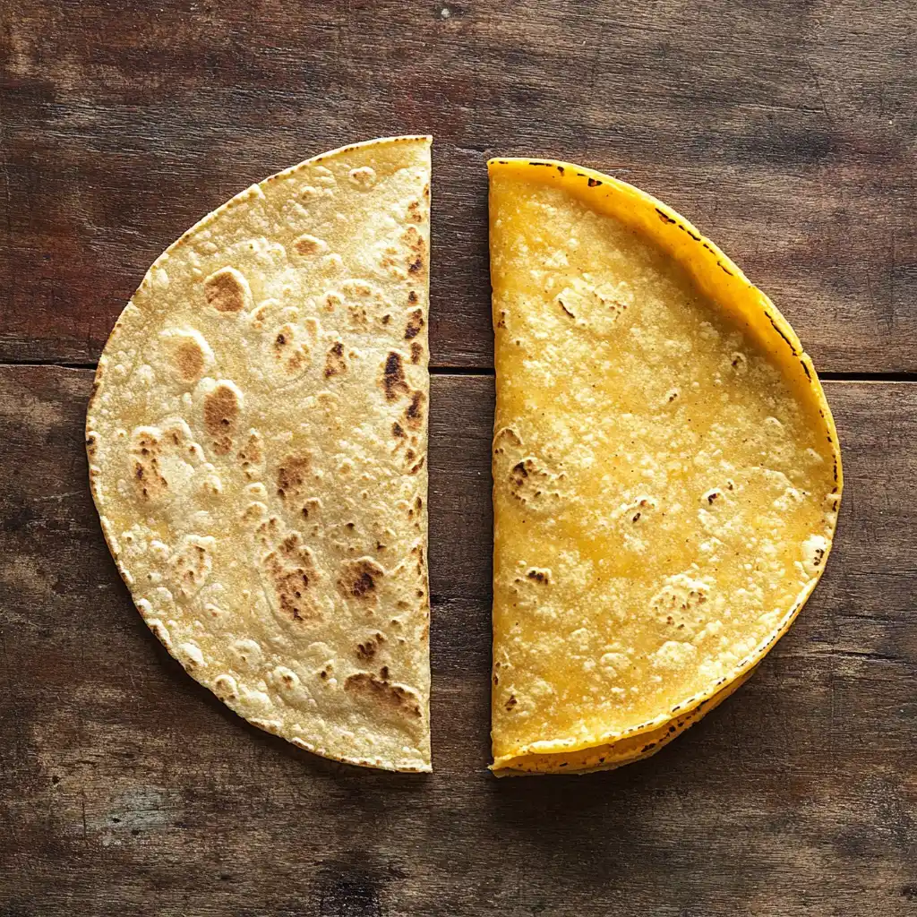 Hard taco shells and soft tortillas side by side