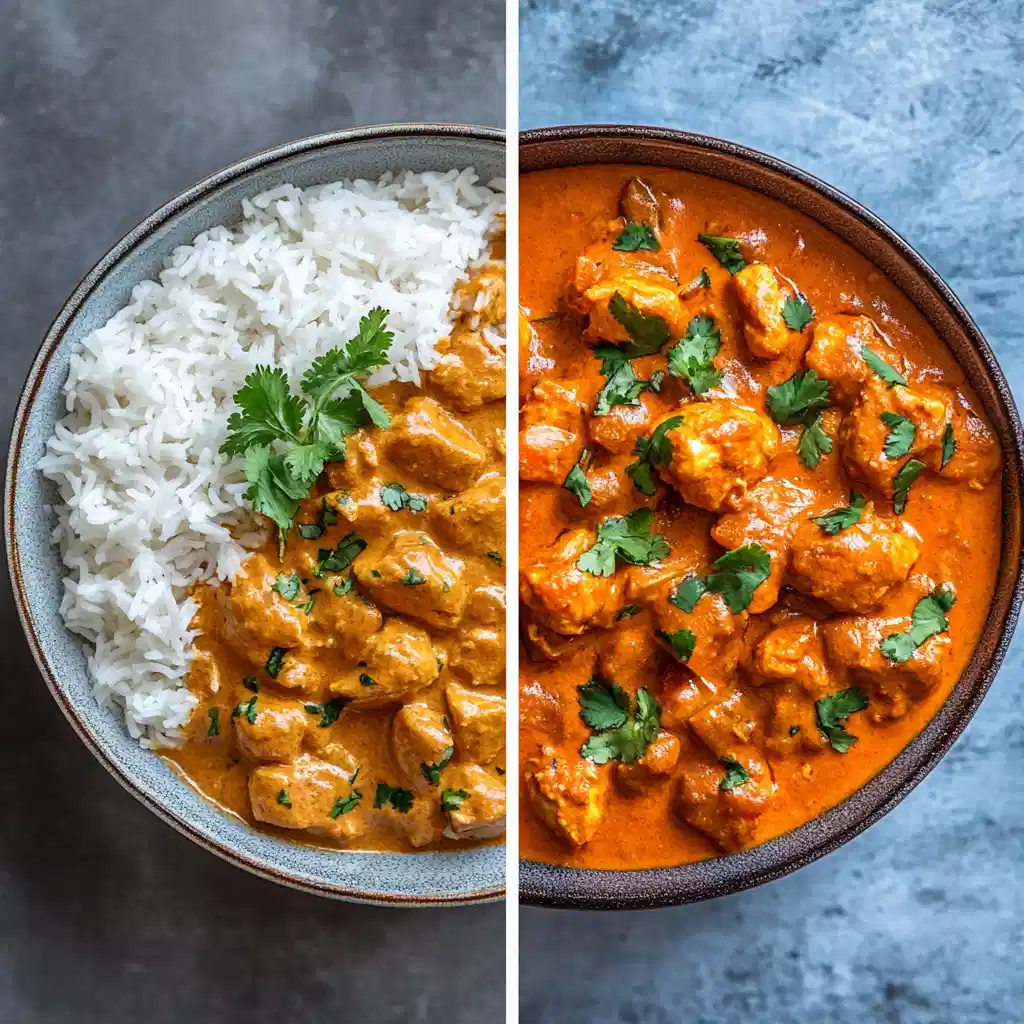 A comparison of restaurant-style and homemade chicken tikka masala dishes