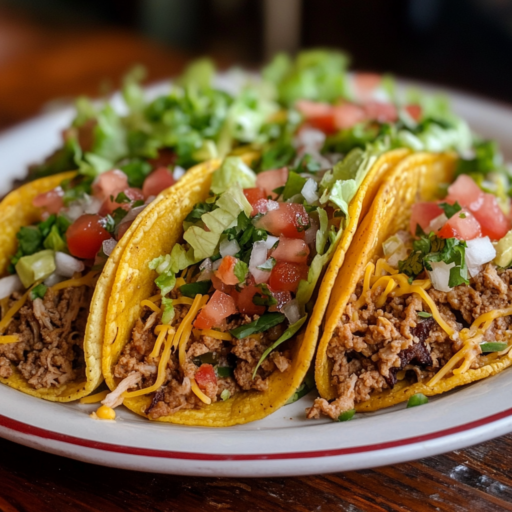 Tacos filled with different meat options, ready to be served