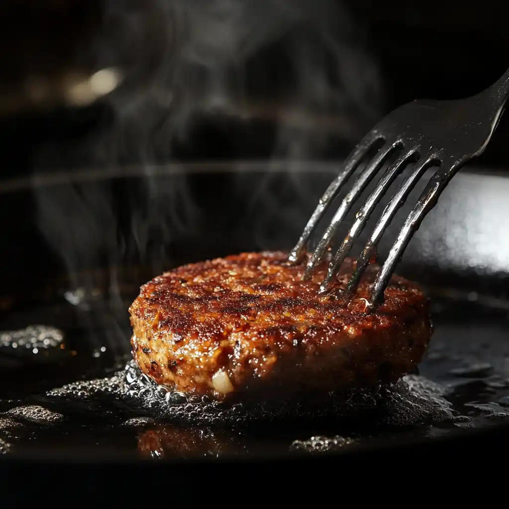 Subway Veggie Patty. Crispy veggie patty being cooked on a pan