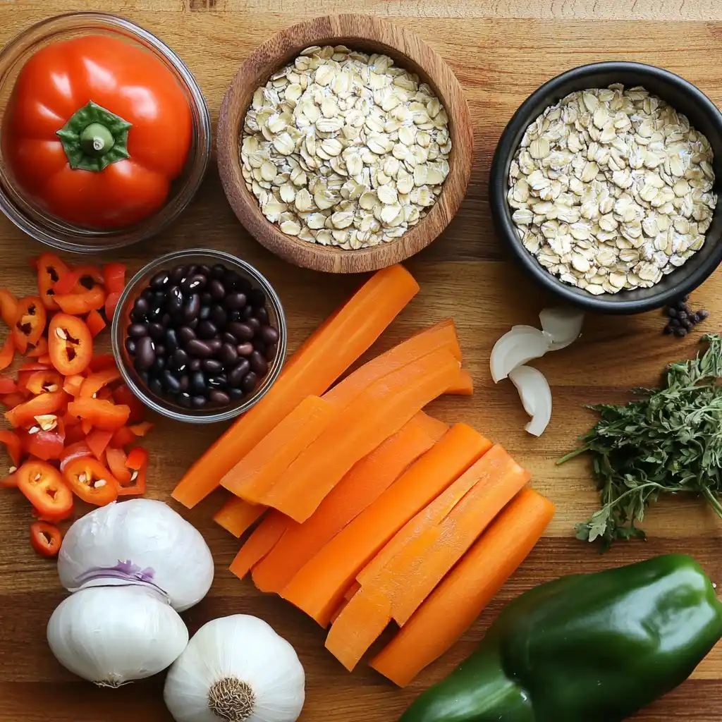 Fresh ingredients for making a veggie patty