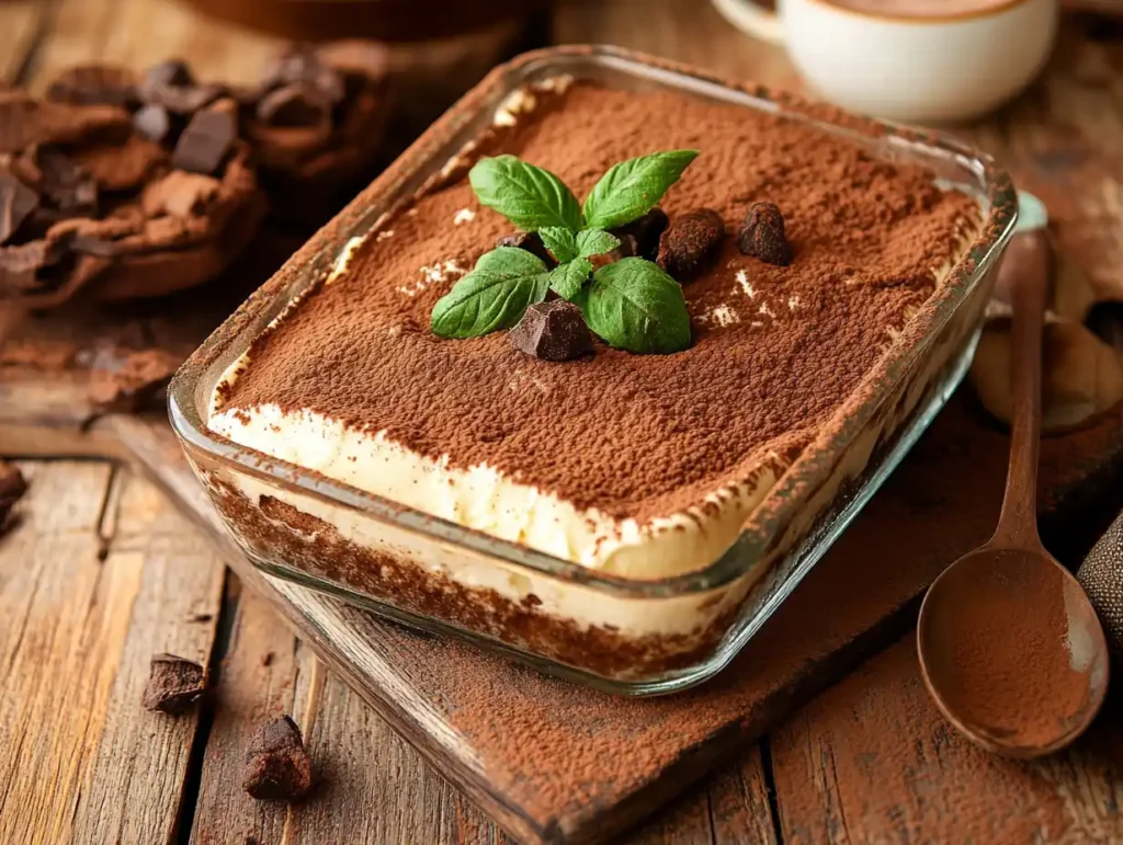 Traditional tiramisu dessert served in a glass dish Tiramisu Cake that you should try to make at home