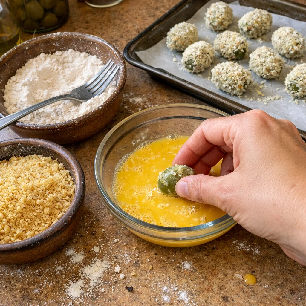 Crispy Fried Olives with Garlic Aioli