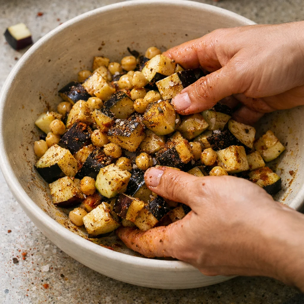 Roasted Eggplant & Chickpea Salad