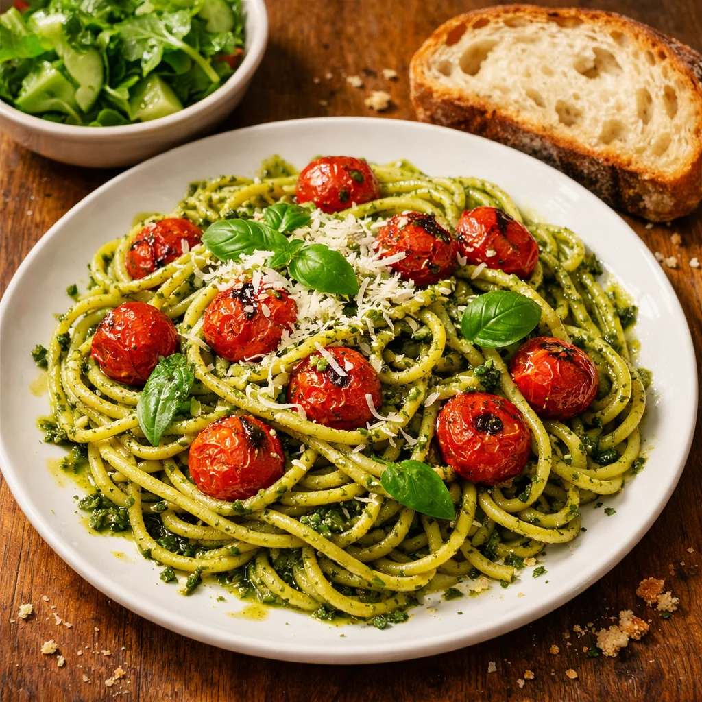 Pesto Pasta With Roasted Tomatoes