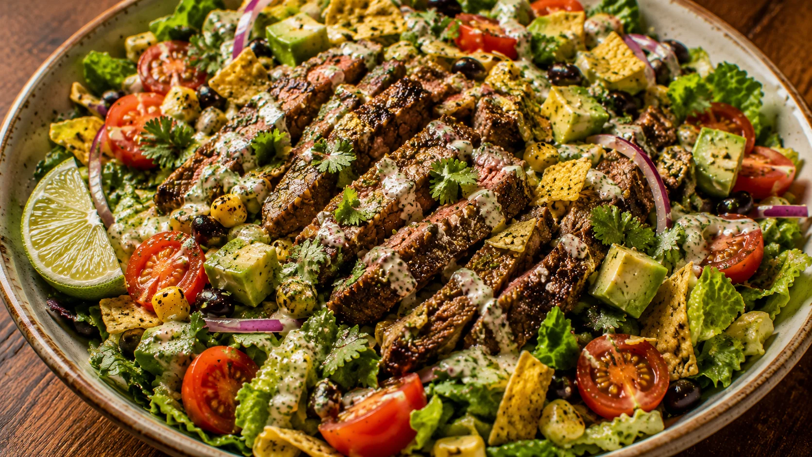 Chili Lime Steak Taco Salad