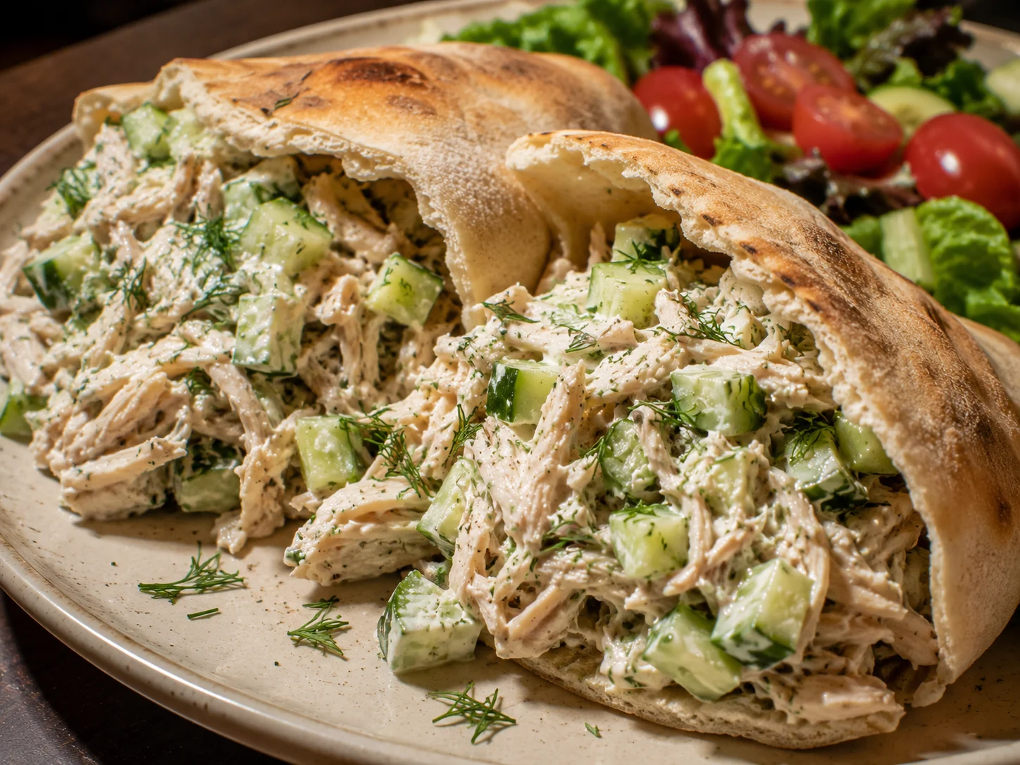 Cucumber Chicken Salad Pitas