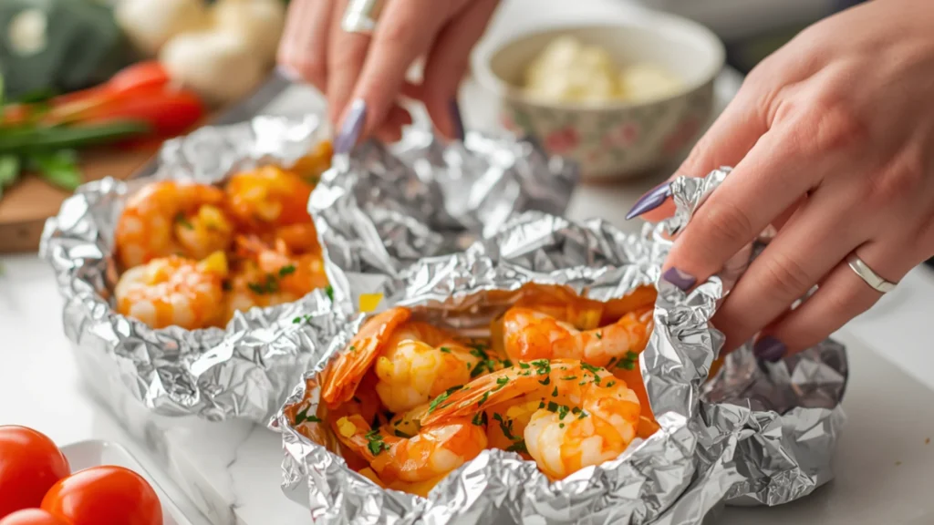 Garlic Butter Shrimp Foil Packs